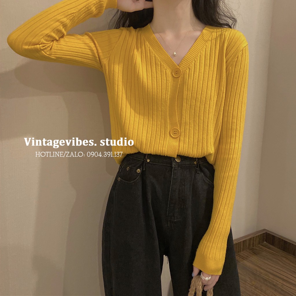 Áo cardigan len tăm khuy tròn Ulzzang (hàng QCCC) - Ảnh thật tự chụp