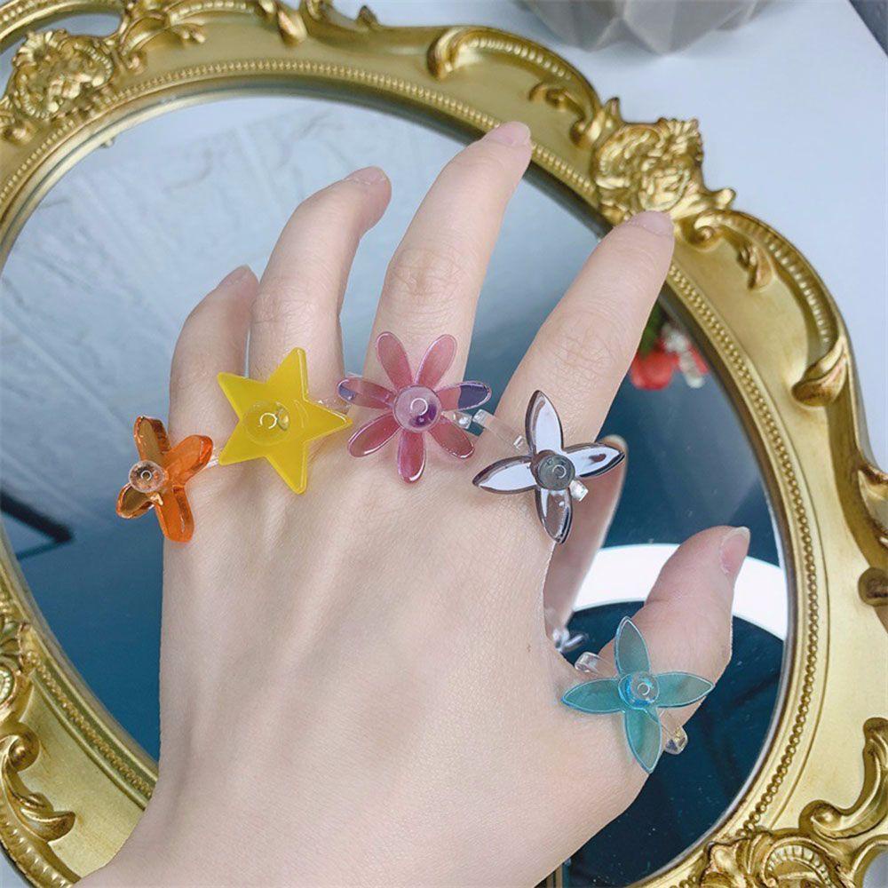 Nhẫn Đeo Khớp Ngón Tay Bằng Nhựa Acrylic Họa Tiết Hình Học Bất Đối Xứng Thời Trang Mới Cho Nữ