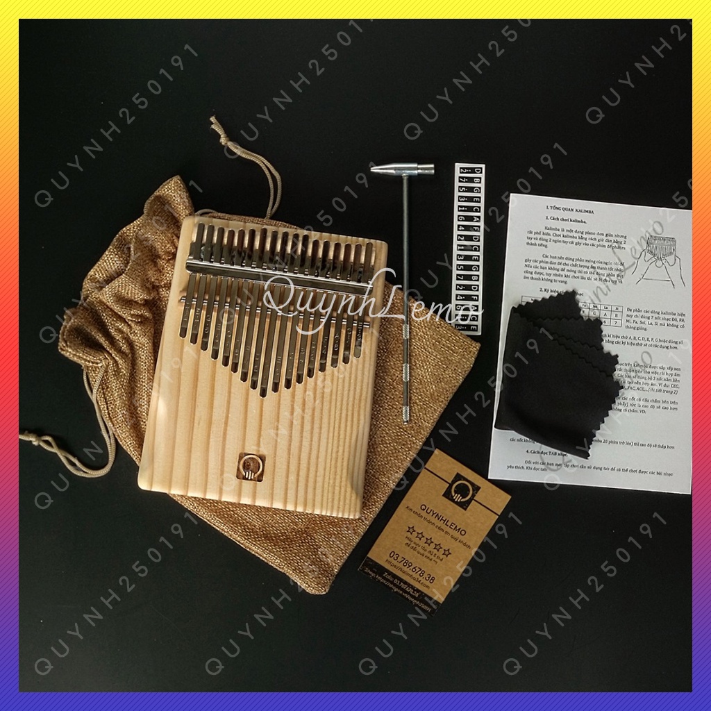 [Có Logo] Mua Đàn Kalimba 17 Phím Gỗ Thông Cao Cấp Có Khắc Logo - Kalimba Tặng Full Phụ Kiện - QLLG121316