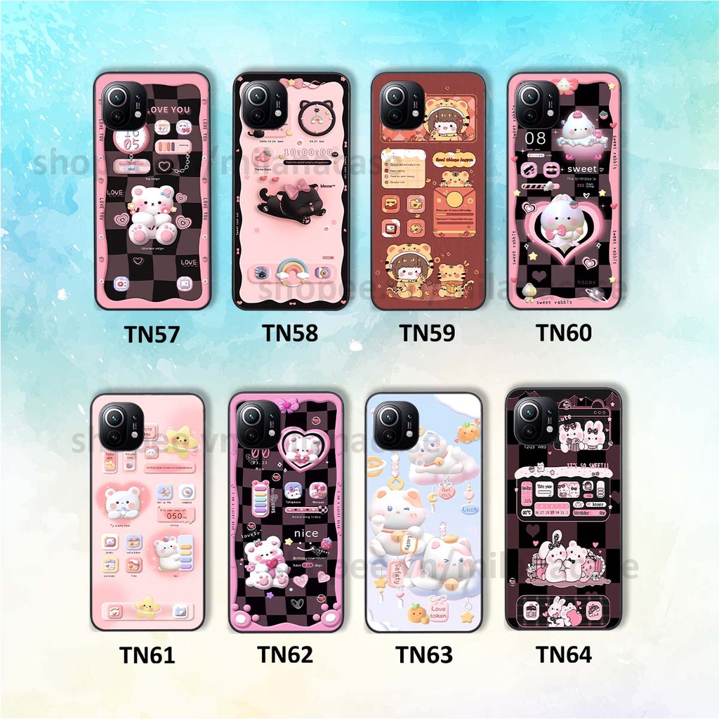 Ốp Xiaomi Mi 11 / Mi 11T / Mi 11 Lite hình đồng hồ icon gấu mèo cute cực dễ thương ngộ nghĩnh