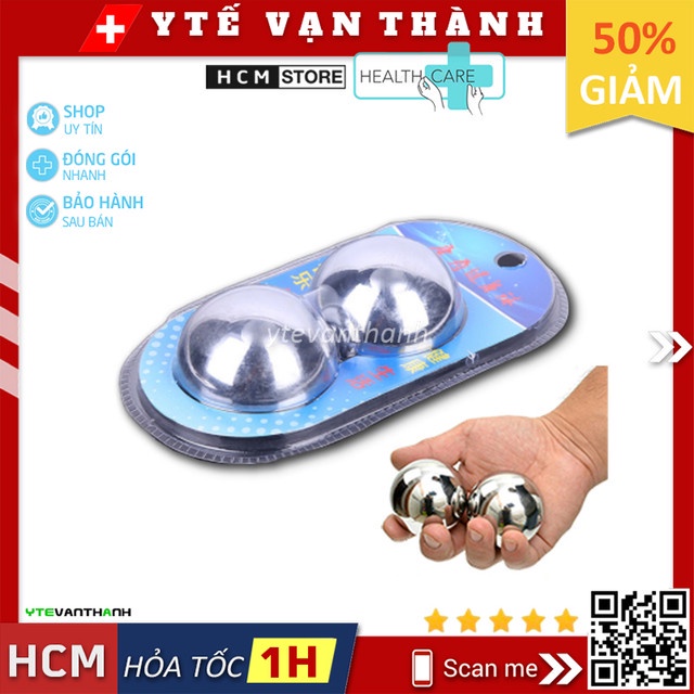 ✅ Bi Lăn Tay Inox Vỉ 2 Viên Xanh Dương | Dùng Tập Cơ Tay Vật Lý Trị Liệu -VT0227