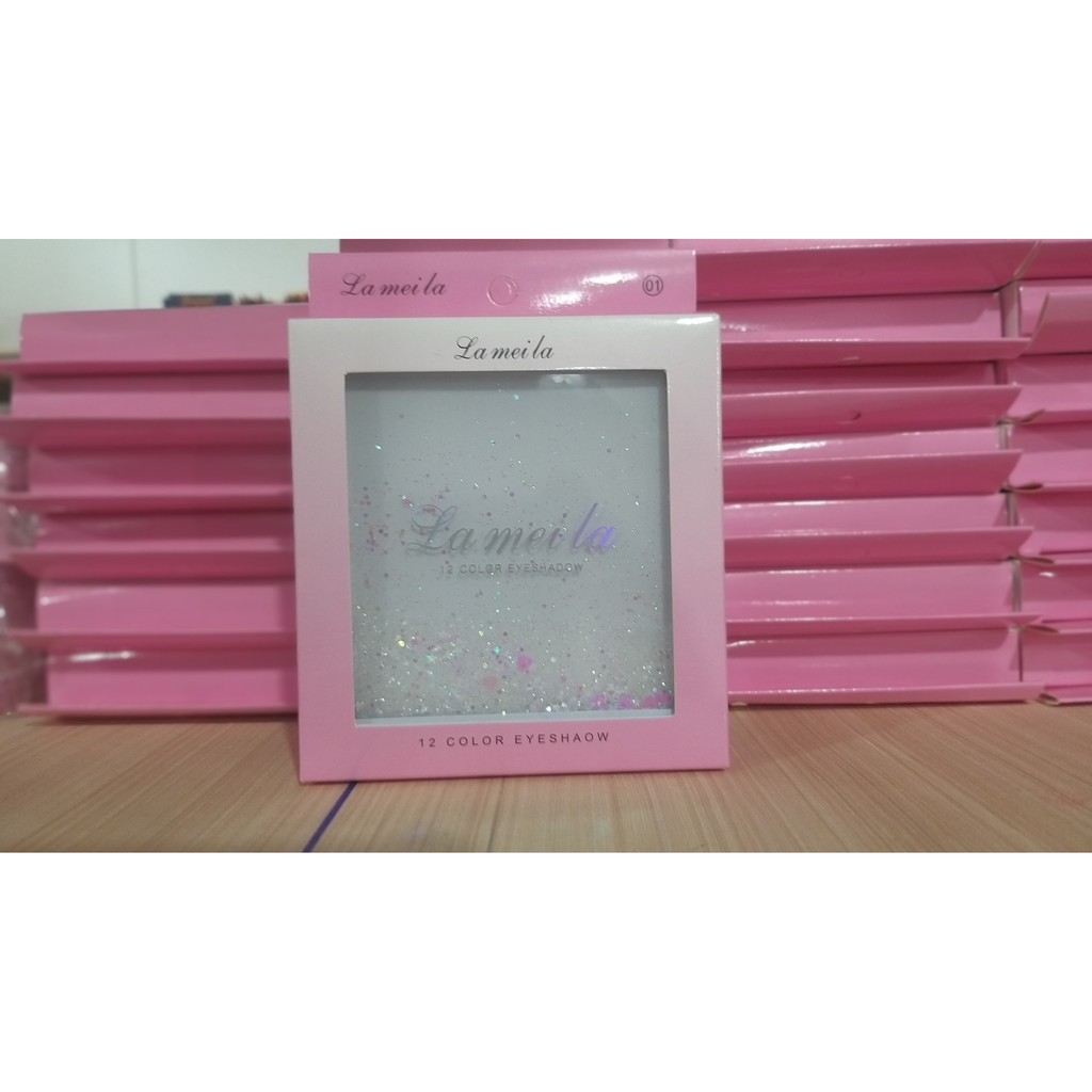 Bảng mắt 12 ô lameila mix nhũ vỏ lấp lánh kim tuyến tan chảy F402