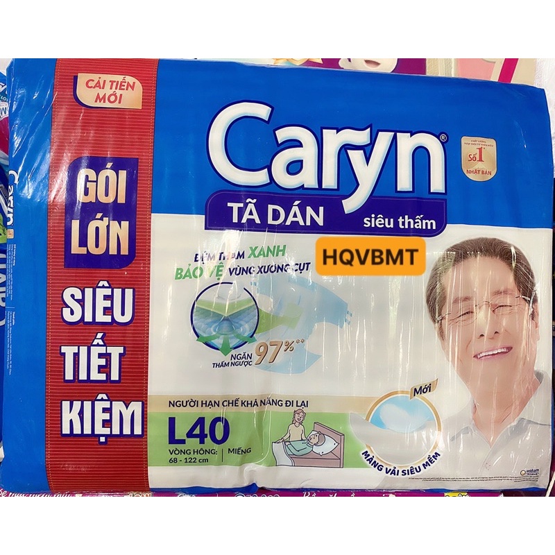  Tã Bỉm Người Già/Người Lớn - Tã Dán Caryn Size M40/L40/XL20 Miếng/1 Gói