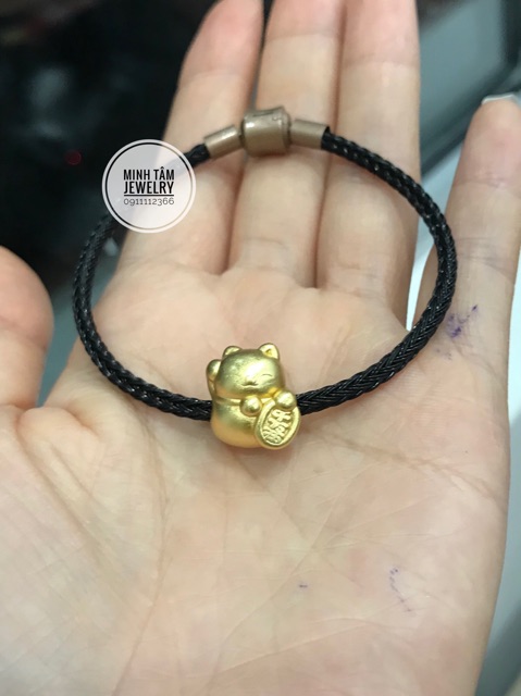 Charm mèo thần tài bạc,charm mèo thần tài bạc xi vàng-Minh Tâm Jewelry