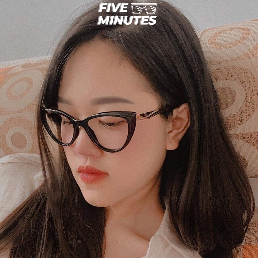 Gọng kính cận nữ, kính mắt mèo chất liệu kim loại kết hợp nhựa dẻo Fiveminutes