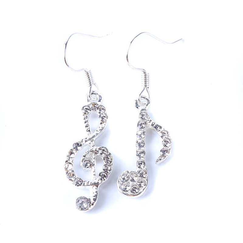 Fashion Creative Earrings Cute Crystal Music Notes Earrings Women Jewelry Accessories
