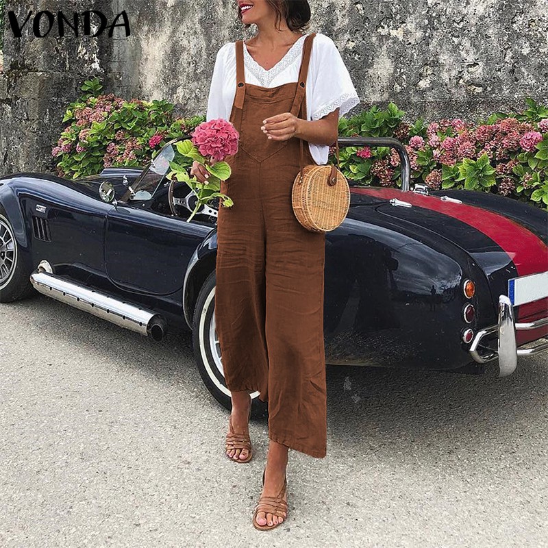 Bộ Áo Liền Quần VONDA Không Tay Dáng Rộng Màu Trơn Trẻ Trung Hợp Thời Trang | BigBuy360 - bigbuy360.vn