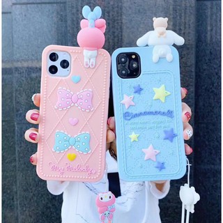 Ốp điện thoại silicon mềm hình hoạt hình có dây đeo cho IPHONE 11 11PRO 11PRO MAX