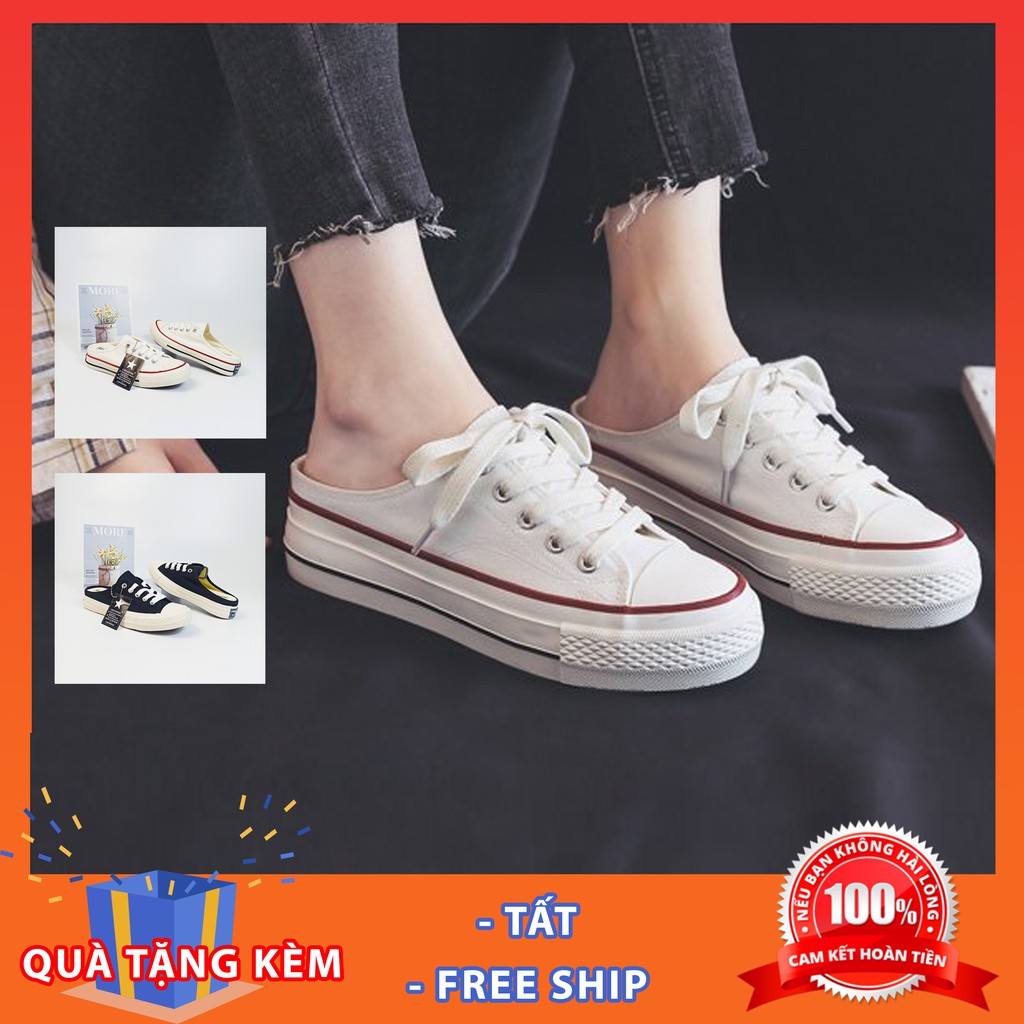 Giày sục nữ phong cách ulzzang xinh xắn - sneaker đạp gót màu đen, trắng dễ phối đồ