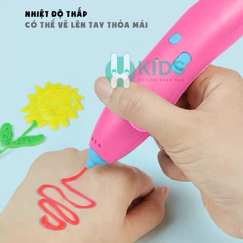 Bút vẽ 3D Pen tạo hình sáng tạo kèm phụ kiện tập vẽ, pin sạc USB