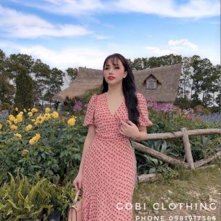 125k đầm hoa dáng dài tay ngắn