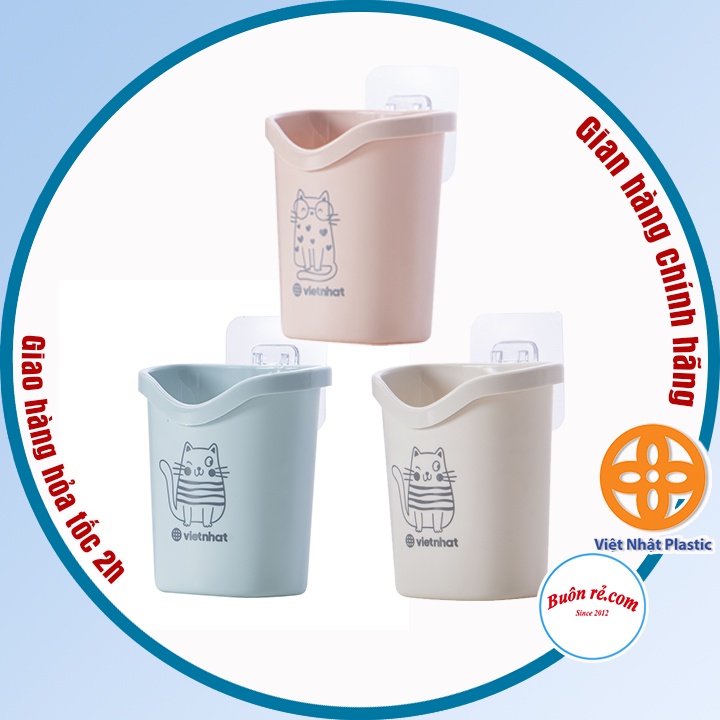 Combo 3 Cốc cắm bàn chải kem đánh răng dán tường Hokori Việt Nhật  có lỗ thoát nước tiện lợi -Buôn rẻ 01655