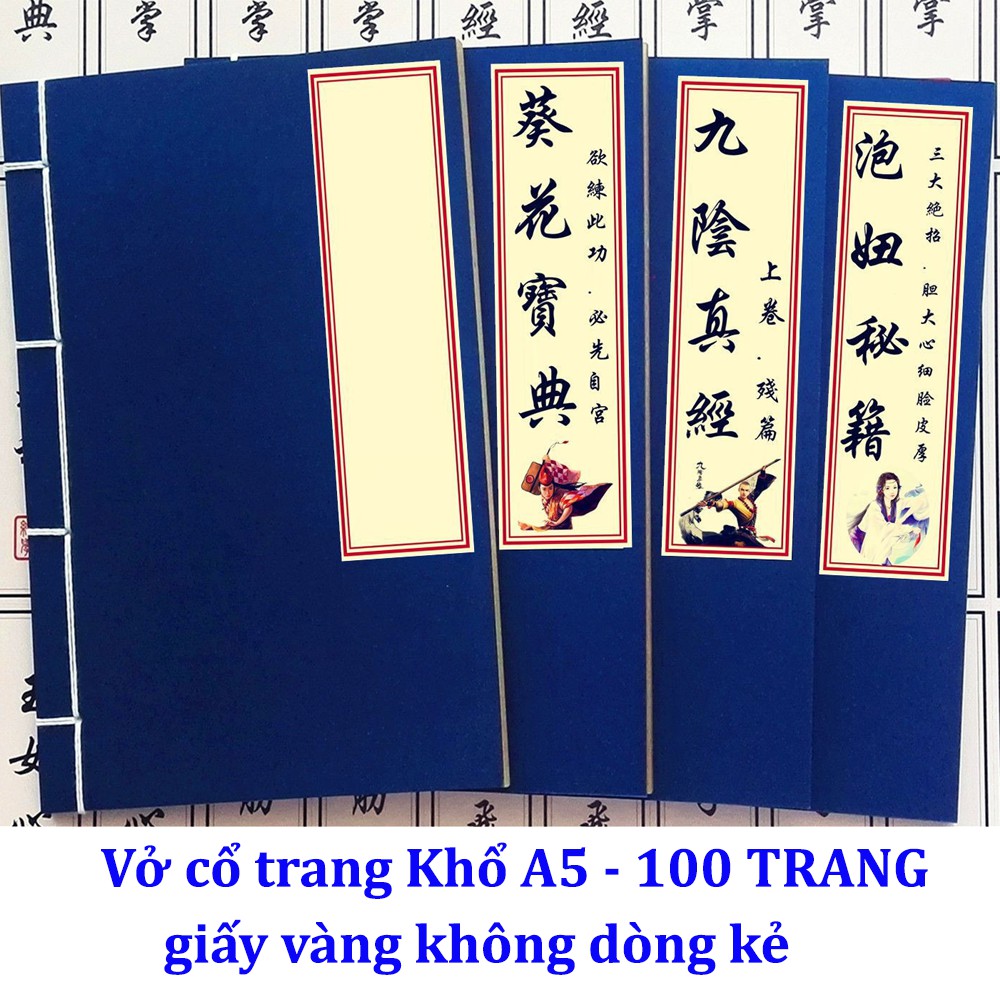 Vở cổ trang a5 - 100 trang giấy vàng chất lượng cao