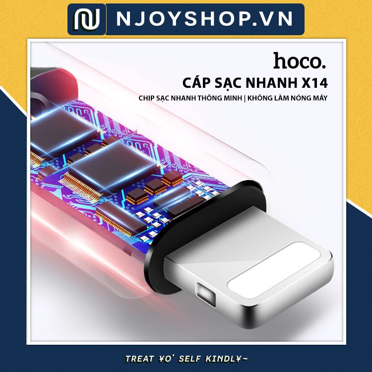 Cáp Sạc Nhanh HOCO X14 Chân Cắm Lightning Dây Dù 1m/2m Dành Cho iPhone 6 6s 7 Plus 8 Plus Xsmax Njoyshop