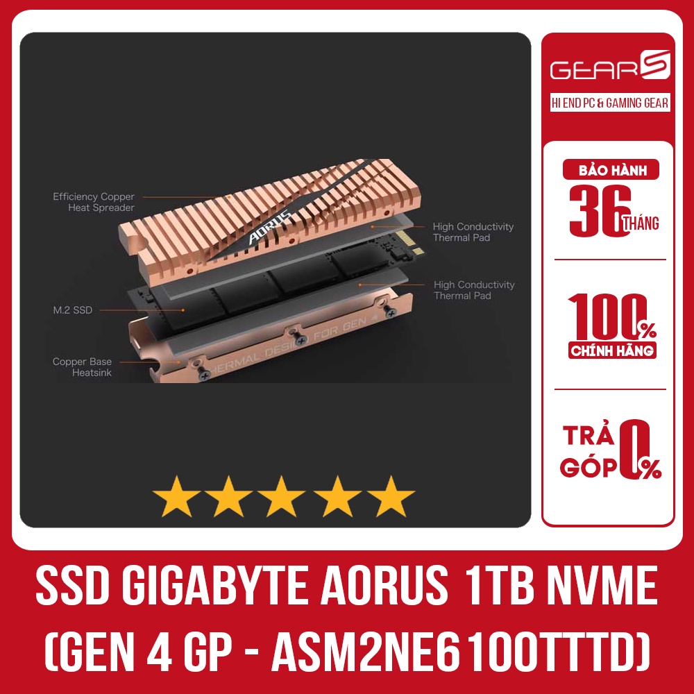 SSD Gigabyte AORUS NVMe Gen4 1TB (GPASM2NE6100TTTD) Bảo hành 36 Tháng