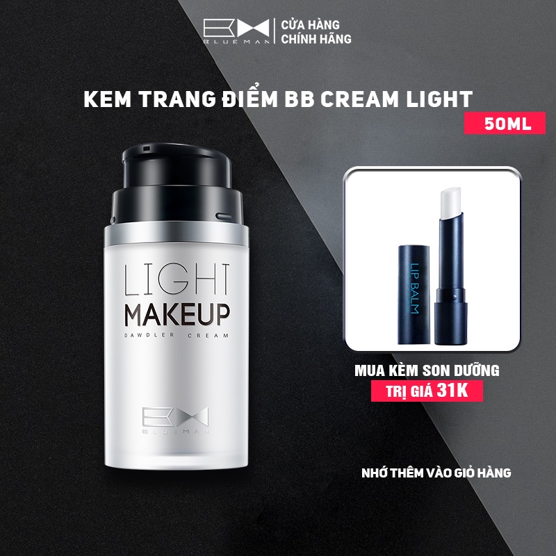 Kem nền BB Cream Light Make Up BLUEMAN Che Khuyết Điểm , Chống Nắng SPF30+ Màu Da Tự Nhiên - 50g
