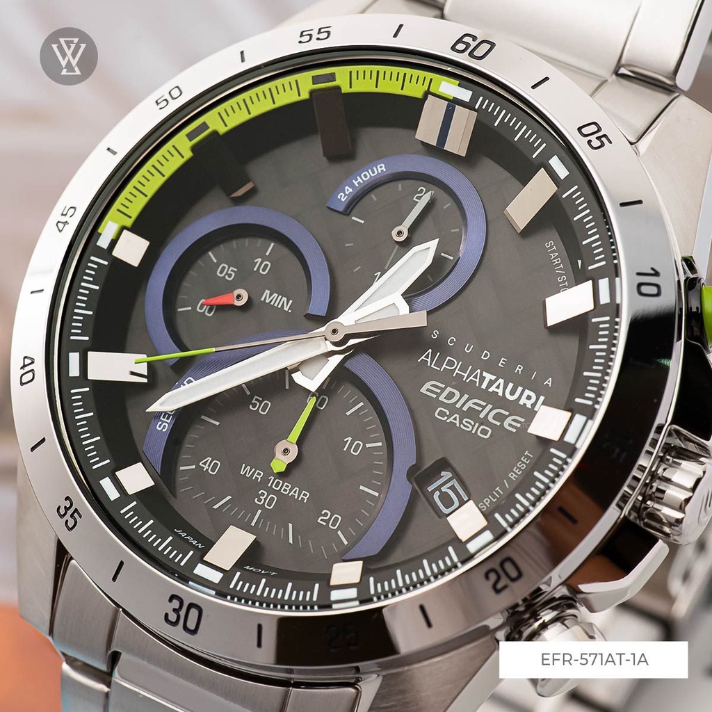 Đồng Hồ Quartz Nam Casio WATCHSTORE Edifice EFR-571AT-1ADR Thiết Kế Mặt Kính Khoáng 47mm, Dây Kim Loại Sang Trọng