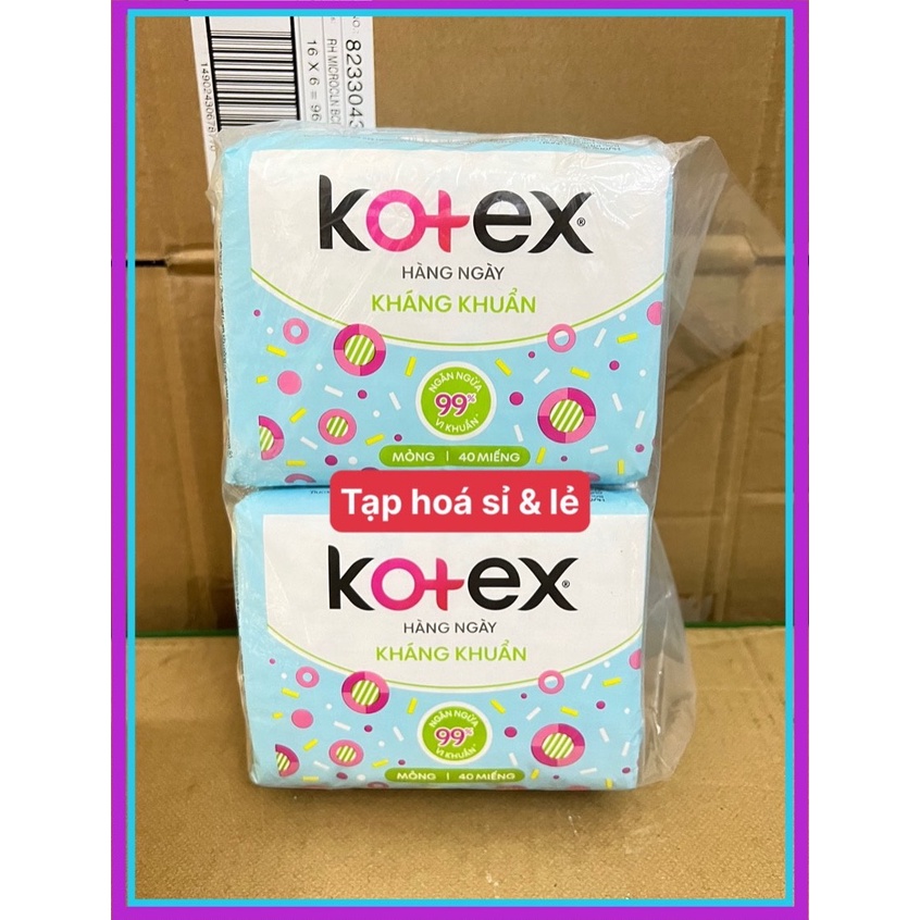 4 gói Băng Vệ Sinh Kotex hằng ngày kháng khuẩn 40 Miếng / gói