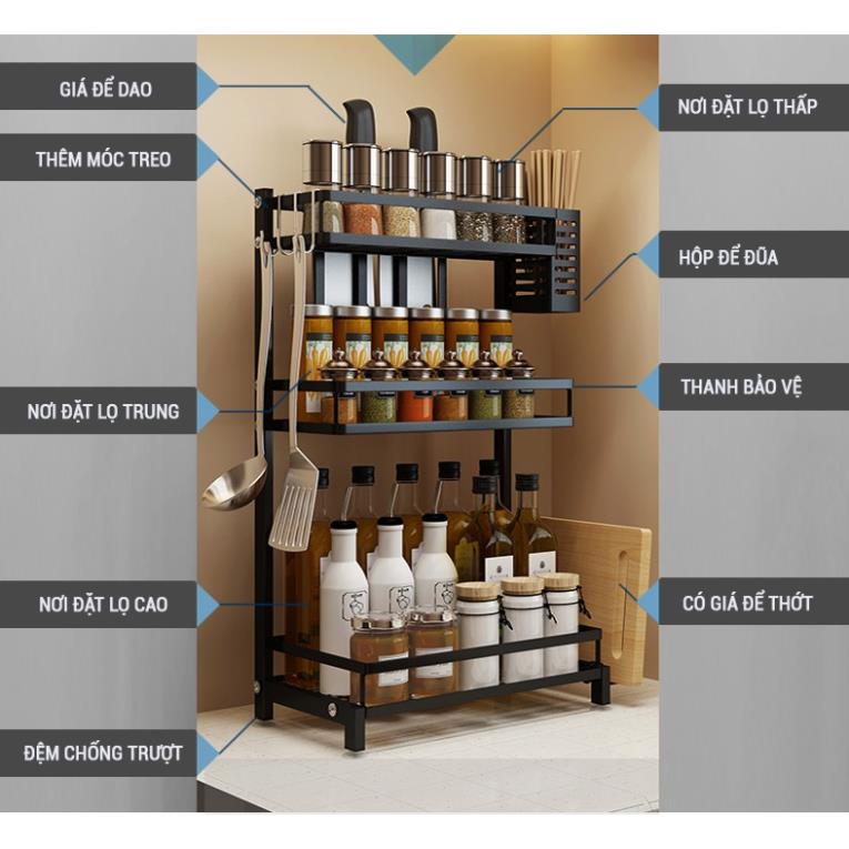 Kệ Gia Vị 2 Tầng 3 Tầng Lắp Ghép Thông Minh Kalpen, Kệ Để Đồ Nhà Bếp Chính Hảng Bảo Hành 24 Tháng