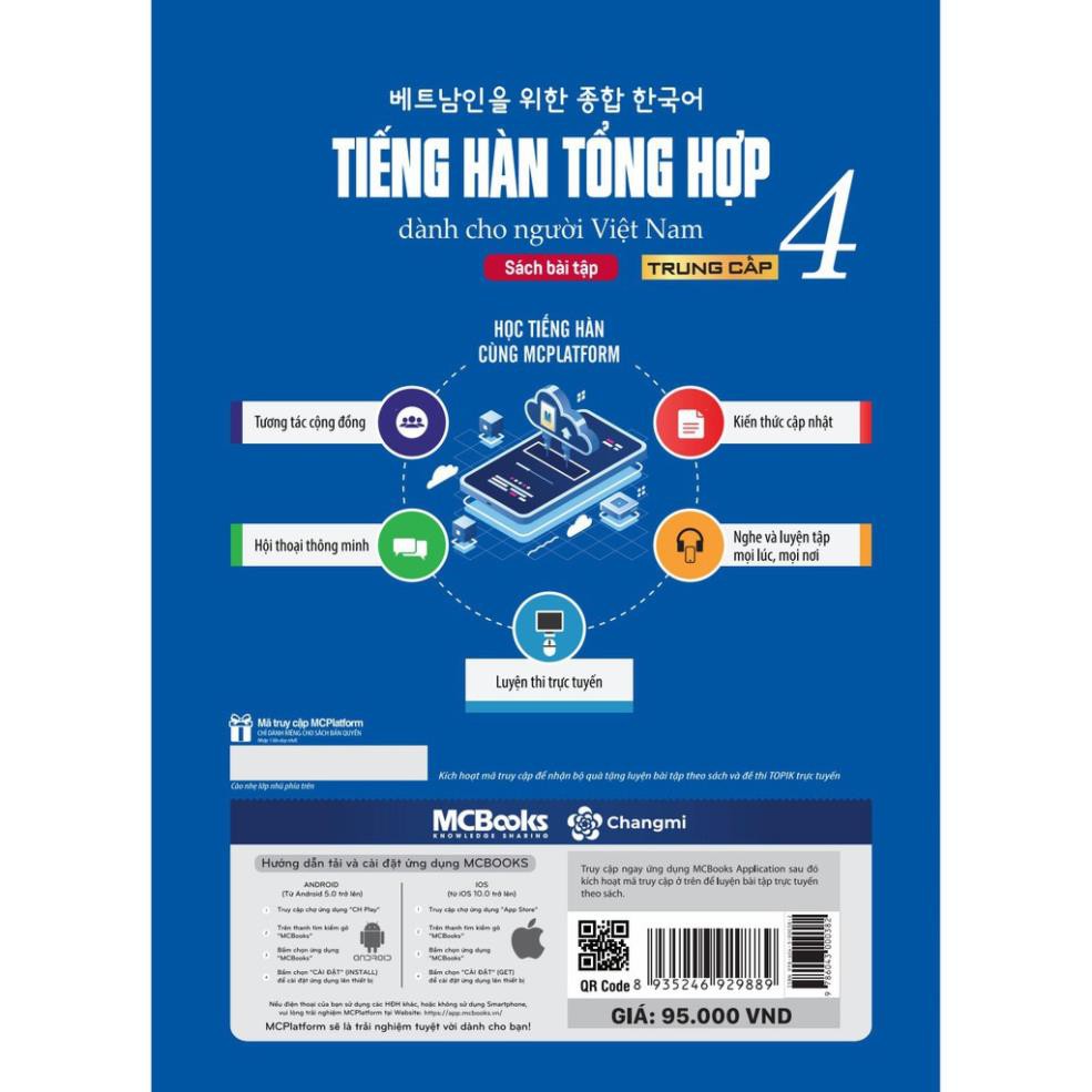 Sách - TIếng Hàn Tổng Hợp Dành Cho Người VIệt Nam - Sách bài tập - Trung Cấp 4 + tặng kèm bút hoạt hình