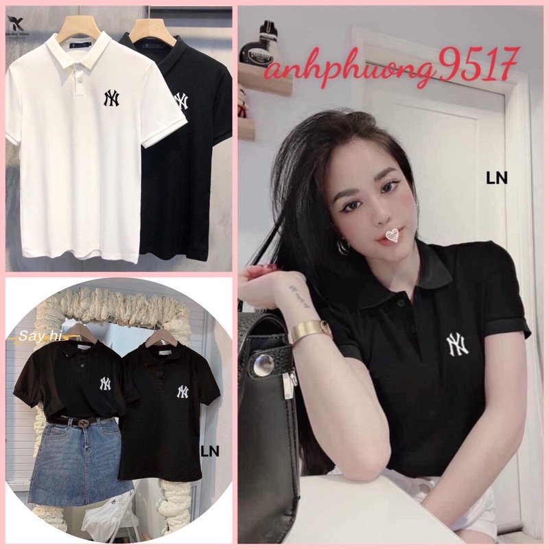 Áo Polo Tay Lỡ N.Y Unisex Nữ [FREESHIP] Thun form rộng oversize in hình vintage đường phố hàn quốc Ulzzang
