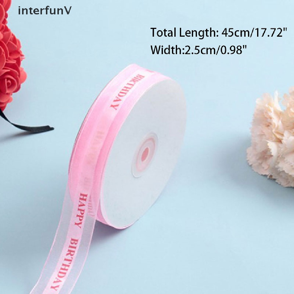 [InterfunV] Cuộn Dây Ruy Băng Polyester In Chữ Happy Birthday Gói Quà Tặng Sinh Nhật DIY