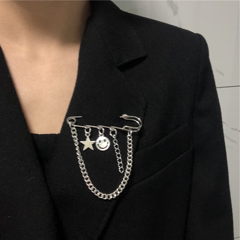 Ghim Cài Áo Hình Mặt Cười Ngôi Sao Mặt Cười Phong Cách Harajuku Hàn Quốc Nhật Bản Dành Cho Nam Và Nữ 22350