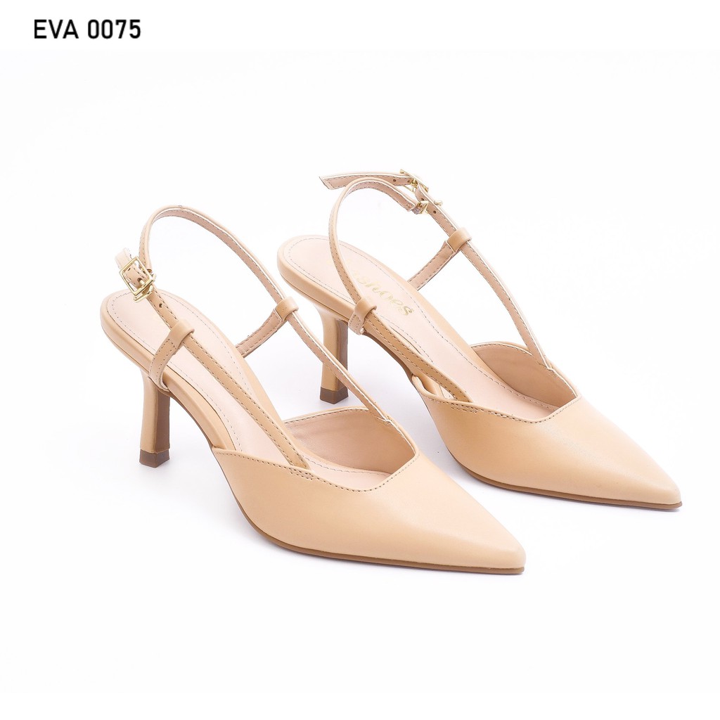 Giày hở gót đế nhọn mũi nhọn da cao cấp 5cm Evashoes EVA0075