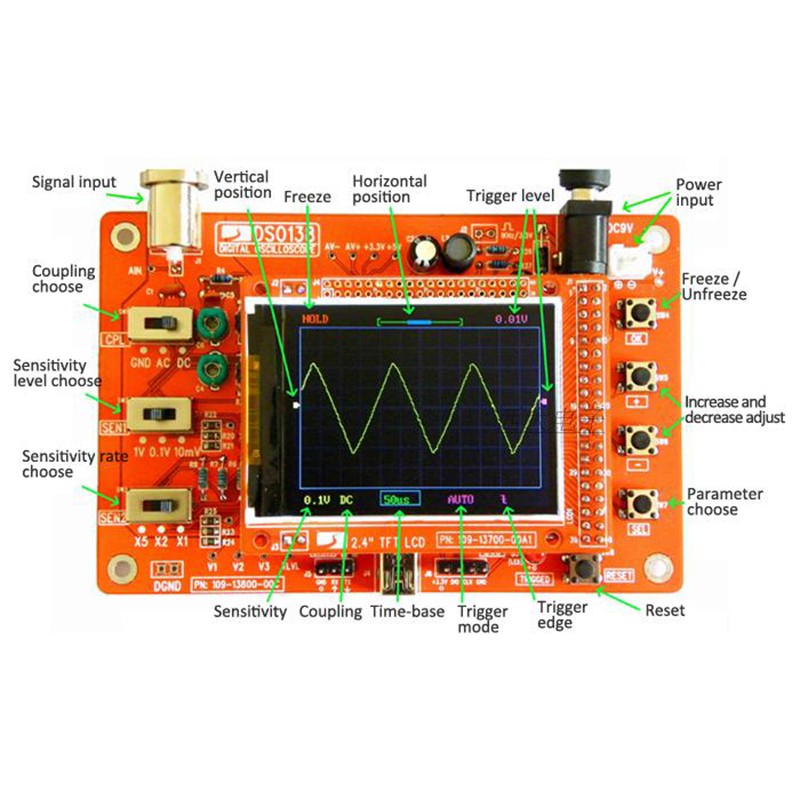 DSO138 2.4 "Bộ công cụ dao động kỹ thuật số màn hình TFT Bộ phận DIY cho bộ dao động điện tử