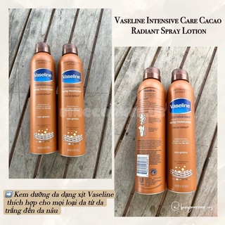 Kem dưỡng dạng xịt Vaseline Intensive Care Cacao Radiant Spray