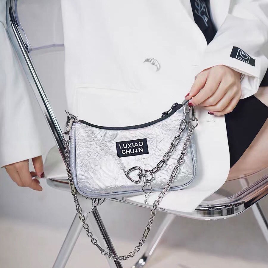 Túi Kẹp Nách Đựng Điện Thoại Màu Đen/Bạc 2022 Phong Cách Mới Thời Trang Dành Cho Nữ Y2k