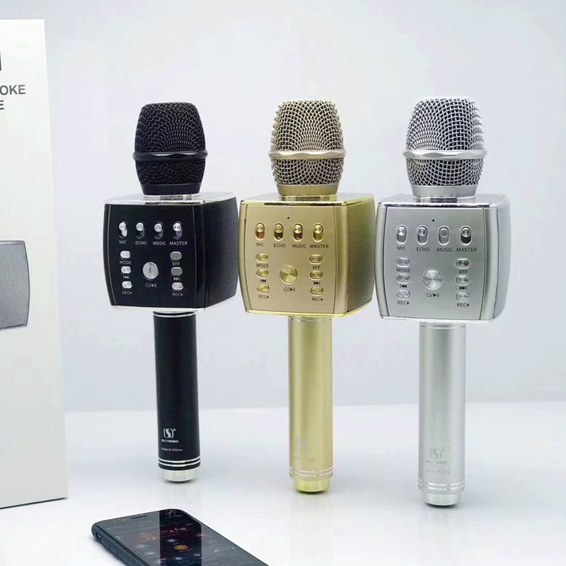 Micro karaoke YS93 cao cấp, Micro karaoke bluetooth không dây tích hợp loa bass, tres, Bảo hành 6 tháng