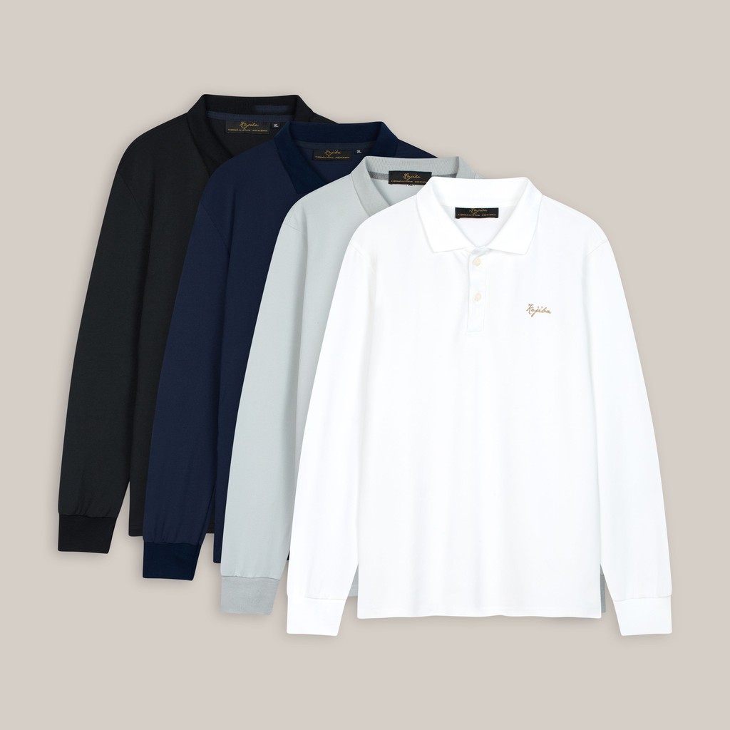 Áo thun nam dài tay cổ bẻ Kojiba dáng trơn phom ôm co giãn nhẹ PLD