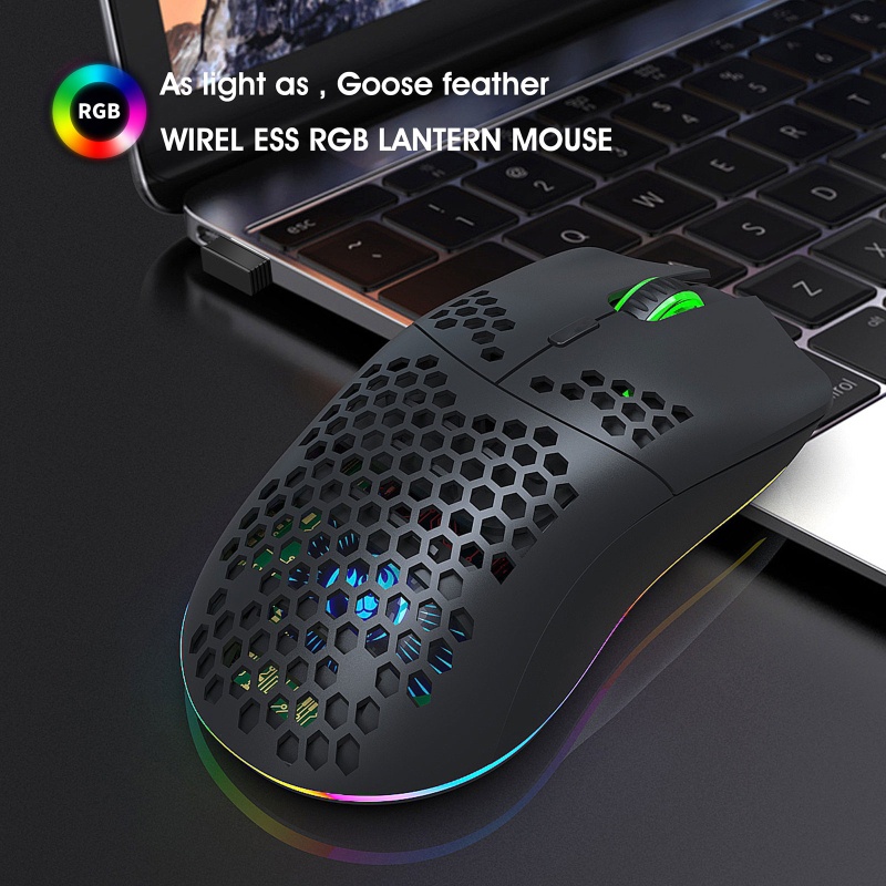 Chuột Không Dây Chơi Game Lỗ Tổ Ong RGB 2.4G