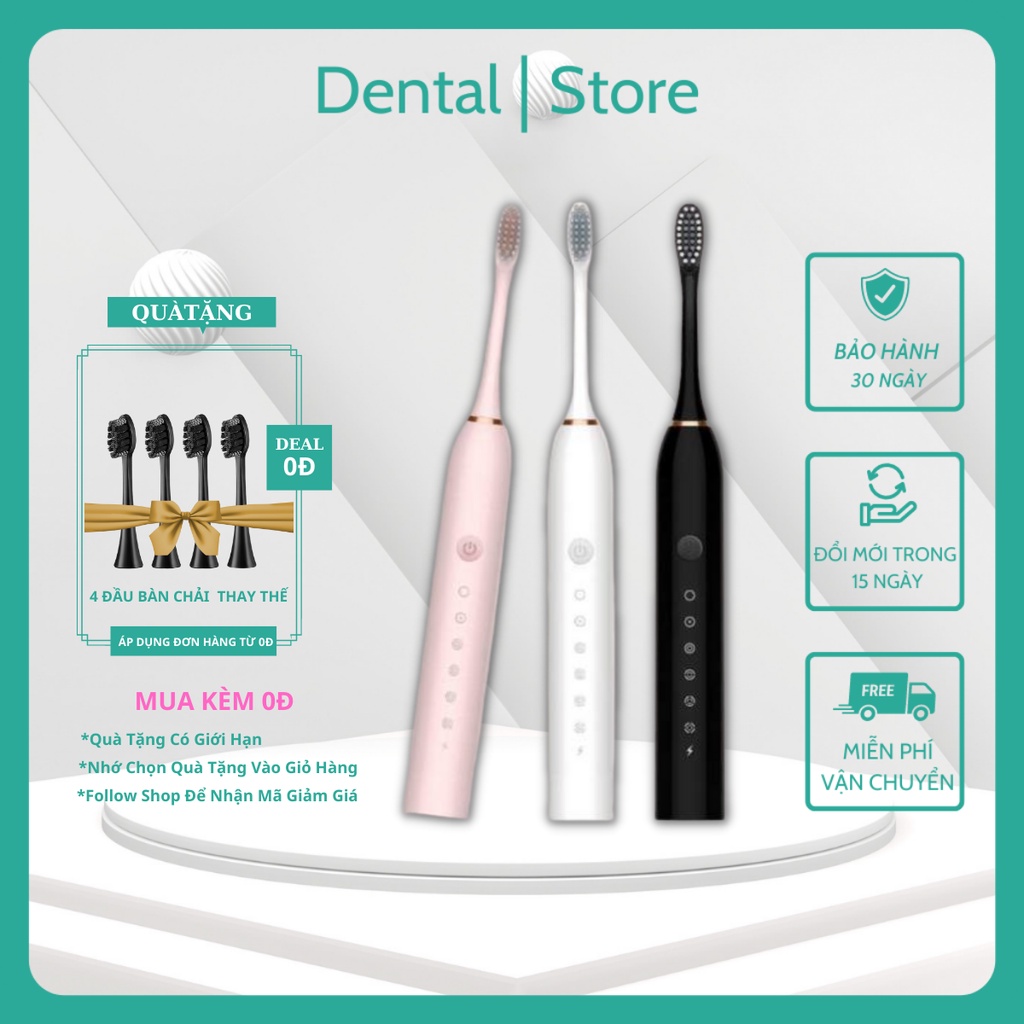 Bàn Chải Điện DENTAL Sonic X3 Pro, Bàn Chải Đánh Răng Điện,Lông Chải Siêu Mềm,Pin Dùng 30 ngày-MÃ JFLK