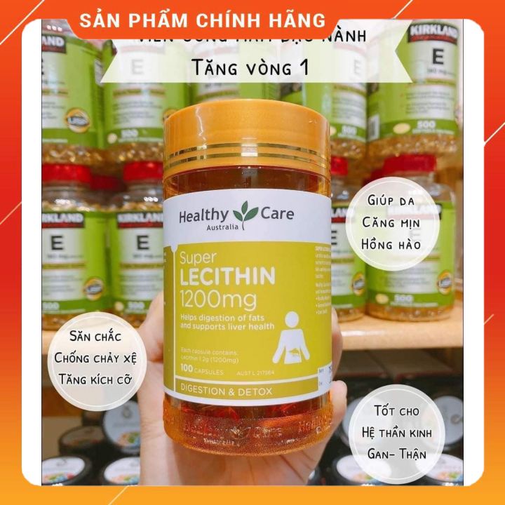 Mầm đậu nành Úc Healthy Care Super lecithin 1200mg 100 viên chính hãng Úc mẫu mới 2021