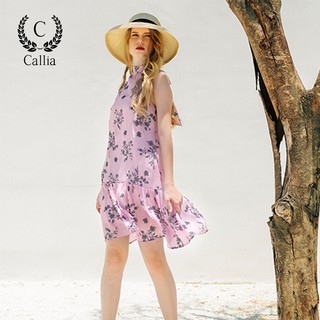 [Mã FASHIONMALLT4 giảm 15% đơn 150k] Đầm cổ yếm nữ Callia Kiri nơ cột phía sau (Hồng/Vàng)