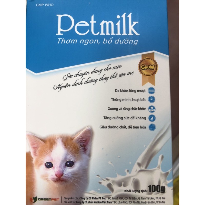 Sữa bột cho chó mèo Petmilk 100GR