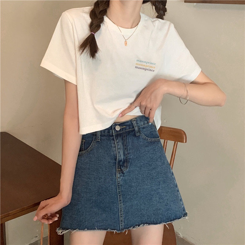 Áo croptop nữ tay ngắn cổ tròn vải thun cotton kiểu hàn quốc CR032 Miucho in hình hoạ tiết | BigBuy360 - bigbuy360.vn