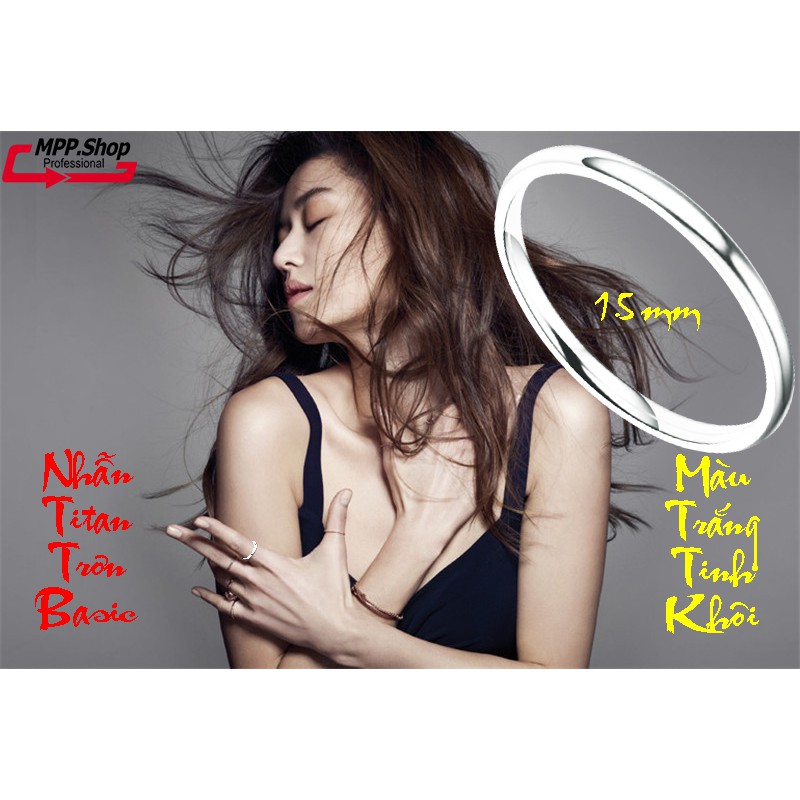 Sỉ nhẫn titan bảng mo tròn 1mm siêu đẹp, bền màu