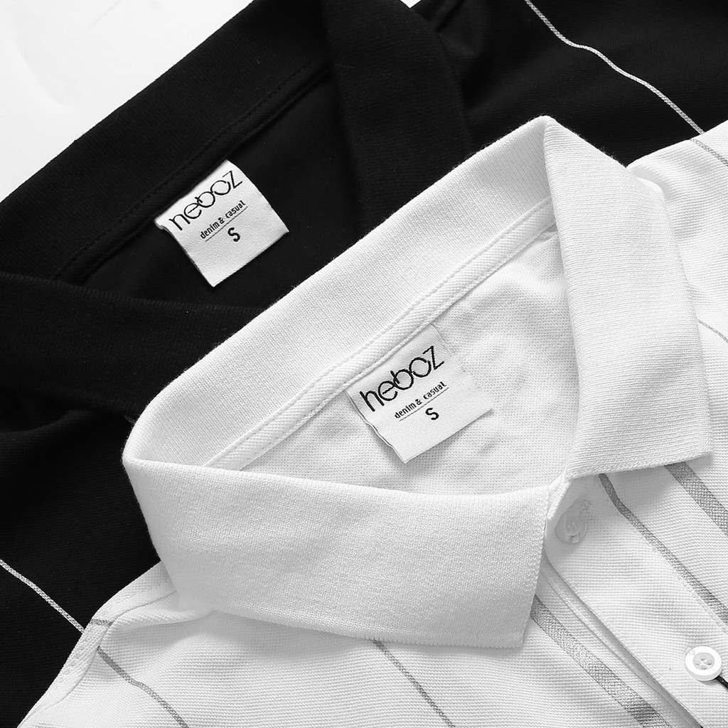 Áo thun polo nam ngắn tay HEBOZ phối sọc cao cấp chất vải cotton pha mịn mát, form slimfit 2 màu - 00000678