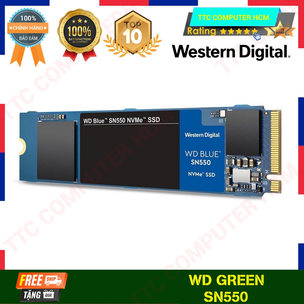 WD BLUE SN550 | Ổ cứng SSD WD Blue SN550 250GB/1TB M.2 2280 NVMe Gen3 x 4  - HÀNG CHÍNH HÃNG TTC COMPUTER HCM