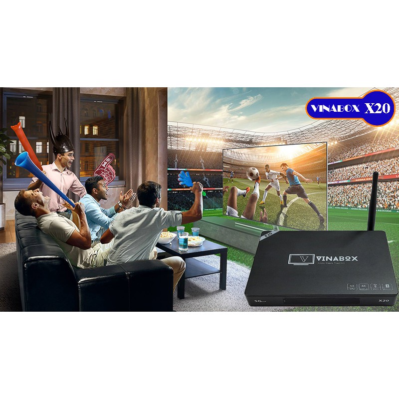 Android TV Box Vinabox X20 Ram 4G/Rom 32G - Voice, Bluetooth 4.0, Android 10 Xem TV 200 kênh miễn phí - Hàng Chính Hãng