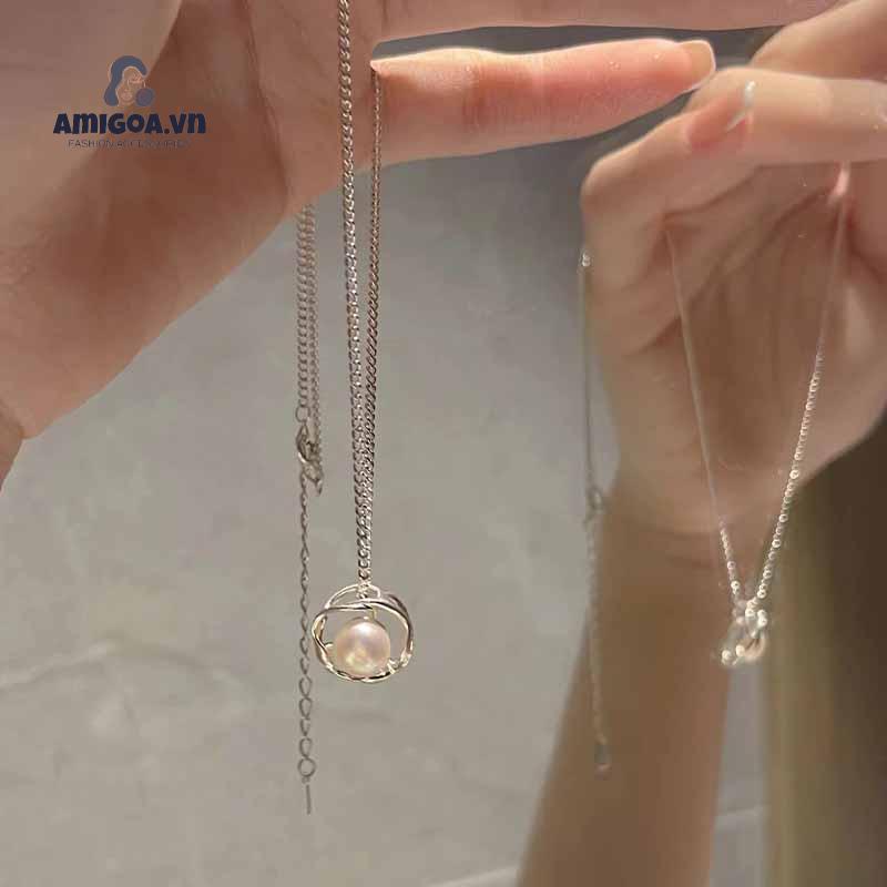 ✨✨Vòng cổ Mặt Hoa Hồng Đính Ngọc Trai Nhân Tạo Sang Trọng Dành Cho Nữ