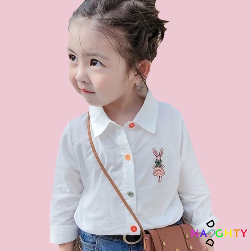Áo Sơ Mi DàI Tay In HìNh Thỏ Cho Bé GáI (0-6 TuổI)
