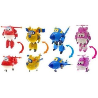 Bộ tranh vải thêu 8 nhân vật đội bay siêu đẳng Super wings biến hình thành máy bay và robot