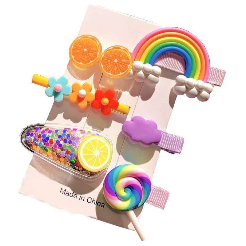 Bộ 6 Kẹp Tóc Màu Cầu Vồng Dễ Thương Phong Cách Hàn Quốc