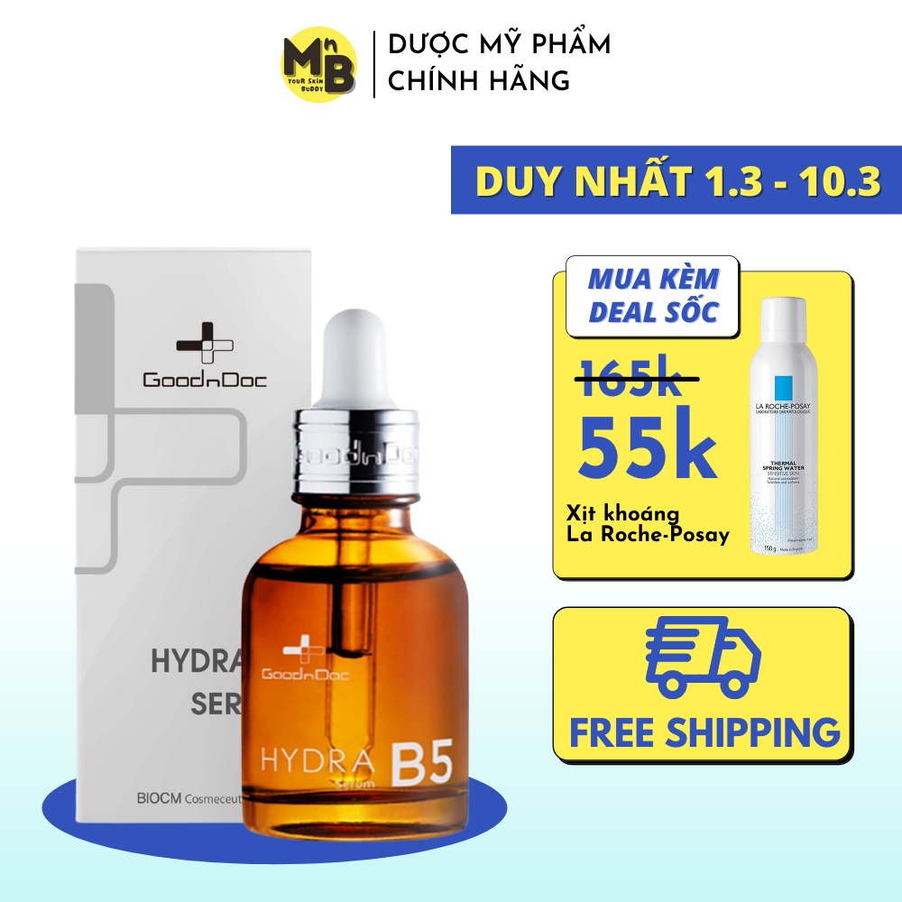 Serum B5 Goodndoc Hydra tinh chất phục hồi dưỡng ẩm và làm dịu cho da dầu mụn nhạy cảm 30ml