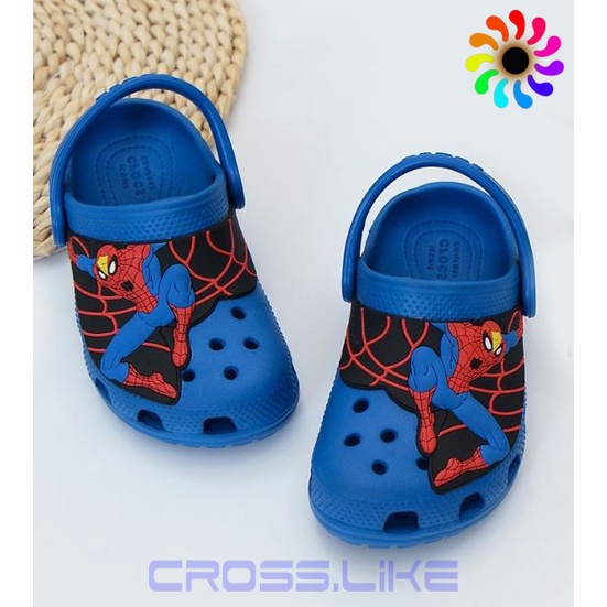 Dép nhựa cho bé trai CROSS, sục người nhện spider man, dép cho trẻ, đúc nguyên khối siêu bền