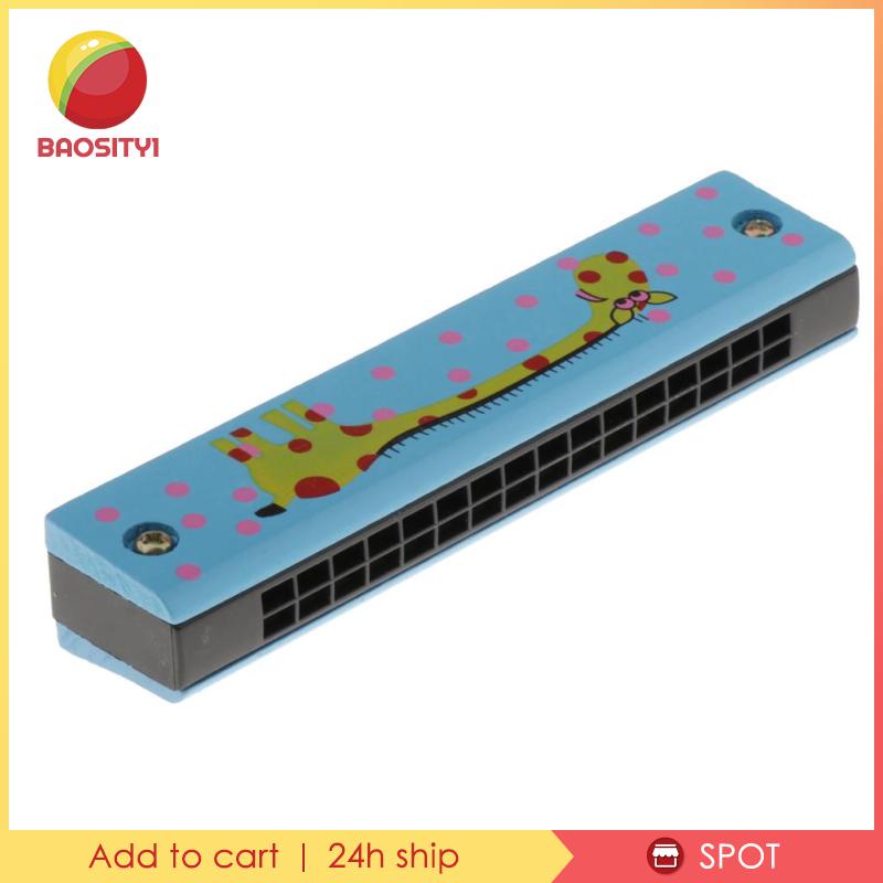 [Baosity1] Kèn Harmonicas Đồ Chơi Mini Bằng Gỗ Sơn Họa Tiết Hươu Cao Cổ Hai Hàng Cho Bé
